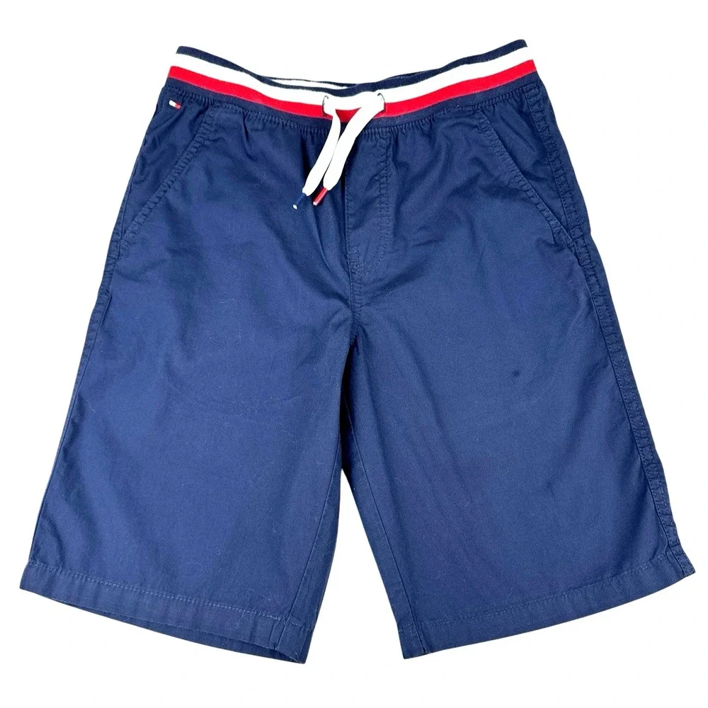 Tommy Hilfiger Boys' Navy Pull-On Shorts w/ Striped Drawstring Waistband‎ - M